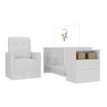 Berço Cômoda Poltrona Meu Bebê Multimóveis Mp4096 Branco Berço Cômoda Poltrona Meu Bebê Multimóveis Mp4096 Branco