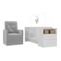 Berço Cômoda Poltrona Multimóveis Mp4090 Branco/cinza Berço Cômoda Poltrona Multimóveis Mp4090 Branco/cinza