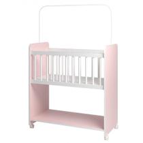 Berço Compacto Portátil Para Bebê Com Rodízio Colchão Suporte E Prateleira Rosa Branco Berço Compacto Portátil Para Bebê Com Rodízio Colchão Suporte E Prateleira Rosa Branco