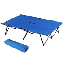Berço de acampamento Outsunny para 2 pessoas dobrável 76x125x40cm azul