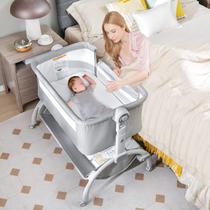 Berço de bebê INFANS 3 em 1 Bedside Sleeper Rocking Cradle Grey Berço de bebê INFANS 3 em 1 Bedside Sleeper Rocking Cradle Grey