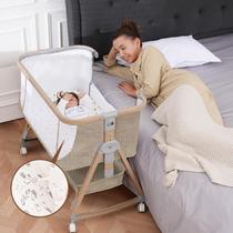 Berço de bebê Jestonten com cama de cabeceira com lençóis e colchão