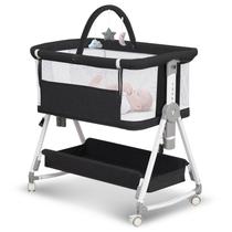 Berço de bebê MEICHYUN 3 em 1, dorminhoco de cabeceira com brinquedos e armazenamento
