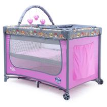 Berço de Bebê Portátil com Trocador e Mobile Mosquiteiro Patrulha Canina Dobrável Desmontável Infantil com Brinquedos