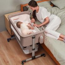 Berço de bebê Soobaby 3 em 1, cabeceira ajustável, cáqui portátil