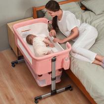 Berço de bebê Soobaby 3 em 1, cabeceira ajustável, portátil, rosa