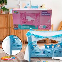 Berço De Boneca Com Colchão Mosqueteiro Azul Bercinho Infantil Menina Menino Plástico Criança Ninar Bebê Brinquedo - Wellmix