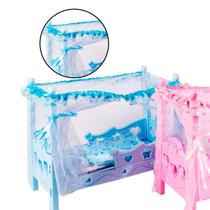 Berço De Boneca Com Colchão Mosqueteiro Azul Bercinho Infantil Menina Toys Plástico Coleção Criança Bebê Brinquedo