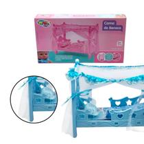 Berço De Boneca Com Colchão Mosqueteiro Azul Infantil Menina Menino Mini Plástico Coleção Ninar Bebê Brinquedo