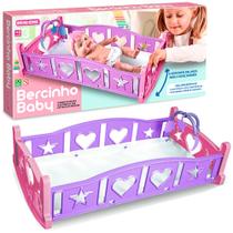 Berço de Boneca Infantil com Pés para Balançar Caminha Rosa