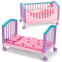 Berço De Brinquedo Balanço Boneca Bercinho Para Bebê Reborn Vira Caminha