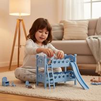 Berço de Brinquedo com Escorregador Azul Infantil para Quarto Criança com Segurança e Diversão