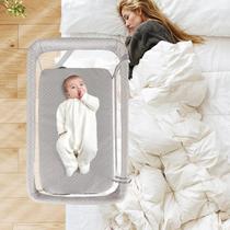 Berço de cabeceira para bebês INFANS, altura ajustável, bege