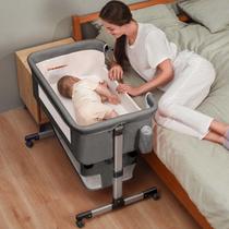 Berço de cabeceira Soobaby 3 em 1, cama portátil ajustável, cinza