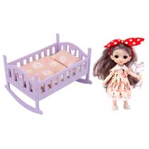 Berço de madeira em miniatura Baby Doll Cradle Bed Toyvian Home Decor