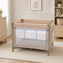Berço Desmontável Burigotto Sonata Cercado Para Bebê Com Mosquiteiro E Bolsa Lateral Compacto Premium Com Mobile E Rodízios
