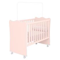 Berço Doce Sonho com Rodízio Quarto Infantil Bebê Rosa Acetinado - Qmovi