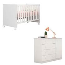 Berço Doce Sonho E Cômoda Infantil Helena Branco Brilho - Phoenix Berço Doce Sonho E Cômoda Infantil Helena Branco Brilho - Phoenix