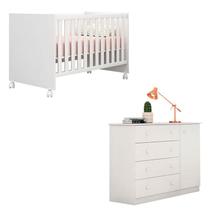 Berço Doce Sonho e Cômoda Infantil Helena Branco Brilho - Phoenix Berço Doce Sonho e Cômoda Infantil Helena Branco Brilho - Phoenix