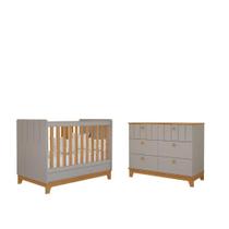 Berço e Cômoda Infantil Permobili Biscoito MDF 06 gavetas