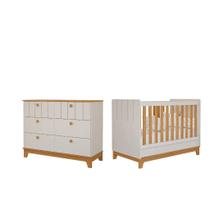 Berço e Cômoda Infantil Permobili Biscoito MDF 06 gavetas