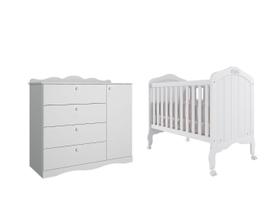 Berço e Cômoda Provençal Encanto Permobili MDF Berço e Cômoda Provençal Encanto Permobili MDF