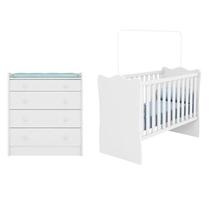 Berço e Cômoda Trocador Branco - FbABY
