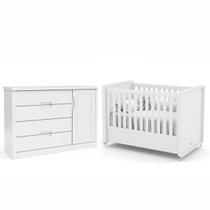 Berço e Cômoda Tutto New 100% MDF Cor Branco Soft - Matic Móveis Berço e Cômoda Tutto New 100% MDF Cor Branco Soft - Matic Móveis