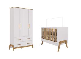 Berço e Guarda Roupa Retrô Guti Moveis Peroba MDF
