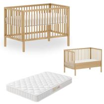 Berço em Madeira Maciça Pinus Premium Marca Quater Vira Mini Cama Certificado INMETRO com Colchão