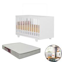 Berço Estilo Americano Quarto Bebê Multifuncional MDF Incluso Colchão Vira Mini Cama