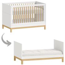 Berço Evolutivo 2 em 1 em MDF 15mm Quater Branco com Carvalho Malva Linha Cozy Berço Evolutivo 2 em 1 em MDF 15mm Quater Branco com Carvalho Malva Linha Cozy
