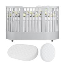Berço Evolutivo 3 Em 1 Mini Cama Oval Arredondado Co Sleeper Com Rodinhas Wave Branco Divicar Com 2 Colchões