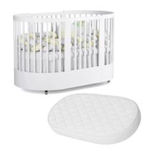 Berço Evolutivo 3 Em 1 Mini Cama Oval Arredondado Co Sleeper Com Rodinhas Wave Divicar Com Colchão