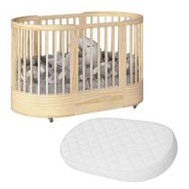 Berço Evolutivo 3 Em 1 Mini Cama Oval Arredondado Co Sleeper Com Rodinhas Wave Divicar Com Colchão