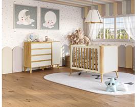 Berço Evolutivo 4x1 e cômoda Retro Théo Moveis Peroba MDF