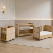 Berço Evolutivo Indy Premium 3 em 1 MDF com Palhinha Natural Rattan Vira Mini Berço e Mini Cama Peças Inclusas cor Carvalho Malva Berço Evolutivo Indy Premium 3 em 1 MDF com Palhinha Natural Rattan Vira Mini Berço e Mini Cama Peças Inclusas cor Carvalho Malva