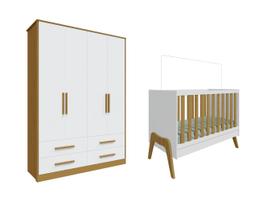 Berço Guti 5x1 e Guarda Roupa Charlo Moveis Peroba MDF
