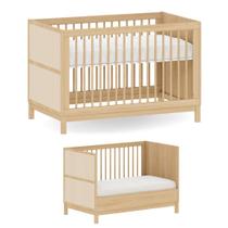 Berço Infantil 2 em 1 Evolutivo Quater INMETRO, Madeira e Rattan