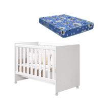 Berço Infantil Americano Katatau Flex 3 Em 1 Branco Brilho Com Colchão Para Quarto Bebe - Reller