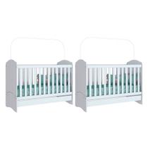Berço Infantil Bala de Menta 3 em 1 (2 Un) Branco - Henn Berço Infantil Bala de Menta 3 em 1 (2 Un) Branco - Henn