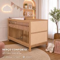 Berço Infantil Indy Quater 2 em 1 MDF com Palhinha Natural Rattan com 3 Regulagens de Altura Vira Mini Cama Colchão Brinde Berço Infantil Indy Quater 2 em 1 MDF com Palhinha Natural Rattan com 3 Regulagens de Altura Vira Mini Cama Colchão Brinde