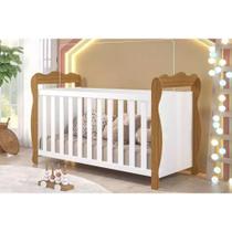 Berço Infantil Lisi 3 em 1 Branco/Amendoa - Peroba