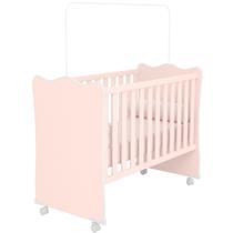 Berço Infantil MDP com Rodízios Doce Mel Rosa Acetinado Berço Infantil MDP com Rodízios Doce Mel Rosa Acetinado
