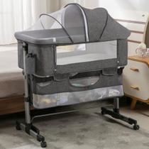 Berço Lateral Cuddor para Bebê com Rodas Ajustáveis - Cinza