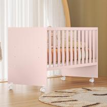 Berço Lua Encantada Reto com Rodízios Rosa