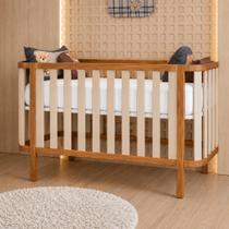Berço Madeira Maciça e MDF Premium Laqueado Areia Modelo Americano vira Mini Cama com Peças Inclusas Marca Quater