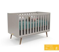 Berço Matic Retrô com Grade Fixa Cinza Eco Wood