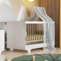 Berço Mini Cama 100% MDF com Colchão Flocos Branco