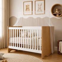 Berço Mini Cama 132,4x72,5cm 100% MDF Lua Marrom/Branco Amadeirado Berço Mini Cama 132,4x72,5cm 100% MDF Lua Marrom/Branco Amadeirado
